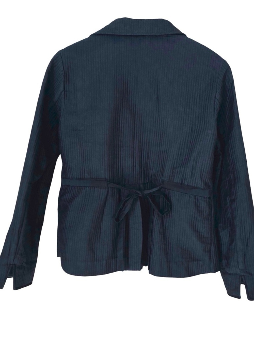Coldwater Creek Size 6 Black Bow Quilted Two-Button Silk Blend Blazer Jacket - Picture 4 of 10